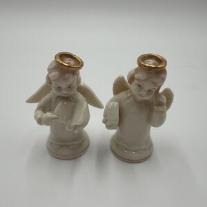 Vintage Salt And Pepper Shakers Signed Japan Angels Choir Porcelain Kitsch